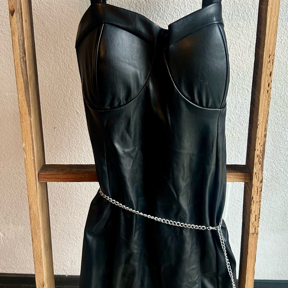 Black Mini Dress with Chain Detail